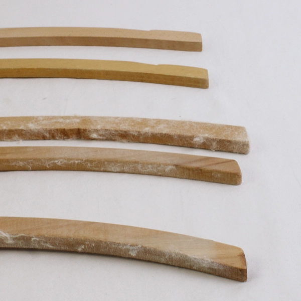 Lot of 5 Wooden Clothes Hangers Curved and Metal Hook