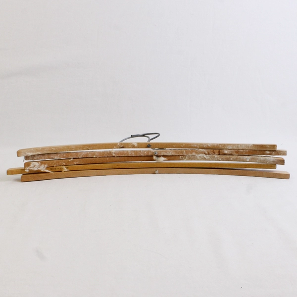 Lot of 5 Wooden Clothes Hangers Curved and Metal Hook