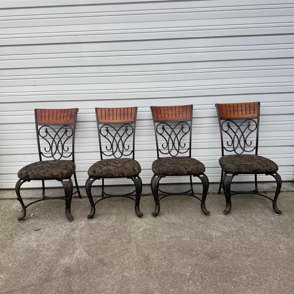 Set of 4 Wood & Wrought Iron Claw Foot Chairs 