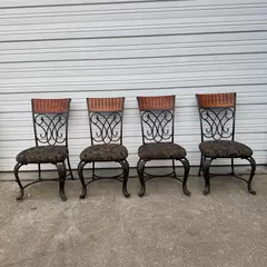 Set of 4 Wood & Wrought Iron Claw Foot Chairs 