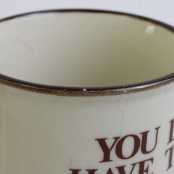 Unbranded "You Don't Have To Be Crazy But It Helps" Beige Ceramic Mug 4" Tall