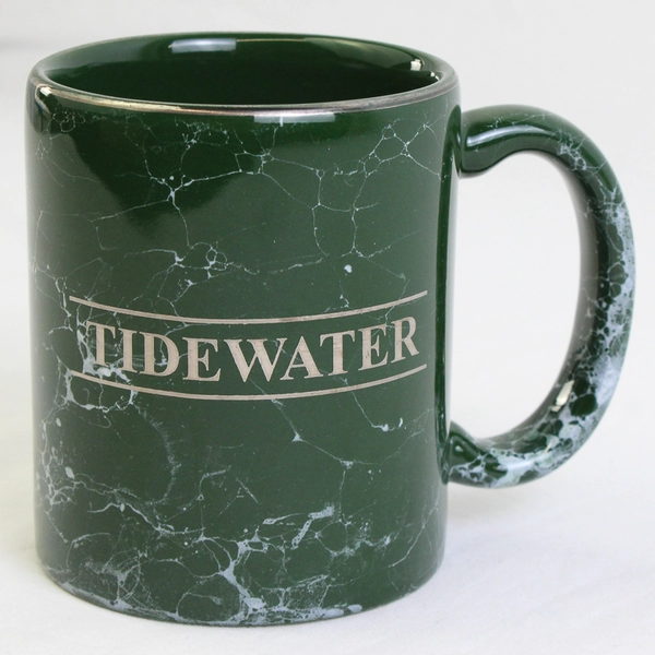 Tidewater Green/White Marble Patterned Ceramic Mug With Handle 3.75" Tall