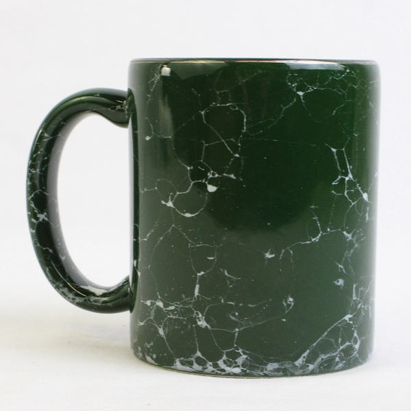 Tidewater Green/White Marble Patterned Ceramic Mug With Handle 3.75" Tall