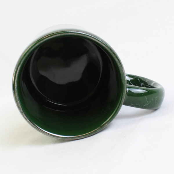 Tidewater Green/White Marble Patterned Ceramic Mug With Handle 3.75" Tall