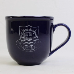 Linyi Northwestern Solid Blue Ceramic Large Coffee Mug With Handle 4" Tall