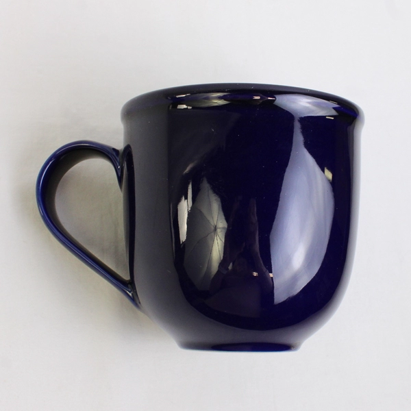 Linyi Northwestern Solid Blue Ceramic Large Coffee Mug With Handle 4" Tall