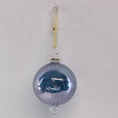 Hand Blown Glass Ball Christmas Ornament Ribbed 