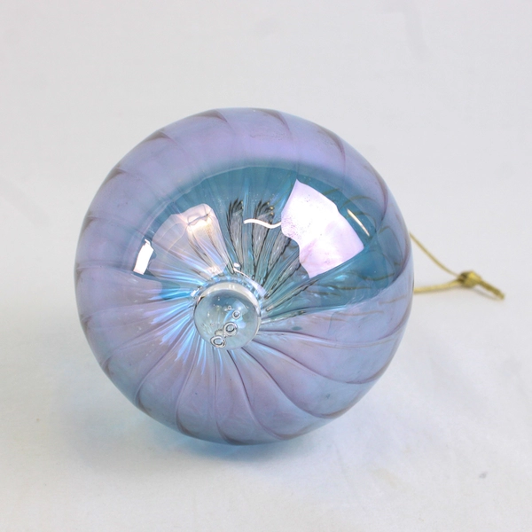 Hand Blown Glass Ball Christmas Ornament Ribbed 
