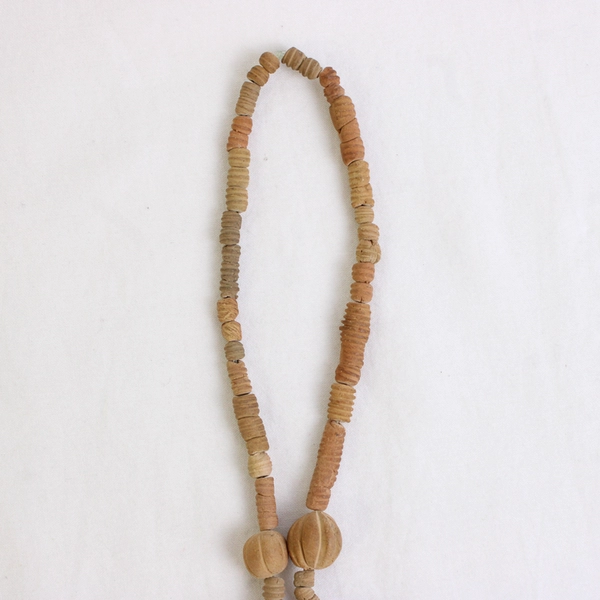 Tribal Style Clay Beaded Necklace Metal Man Pendant 14.5"