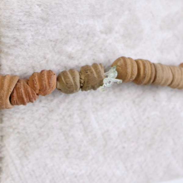 Tribal Style Clay Beaded Necklace Metal Man Pendant 14.5"