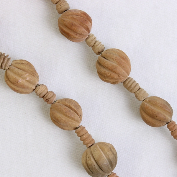 Tribal Style Clay Beaded Necklace Metal Man Pendant 14.5"