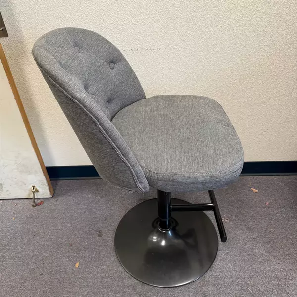 Set of 3 Adjustable Gray Upholstered Swivel Bar Stools