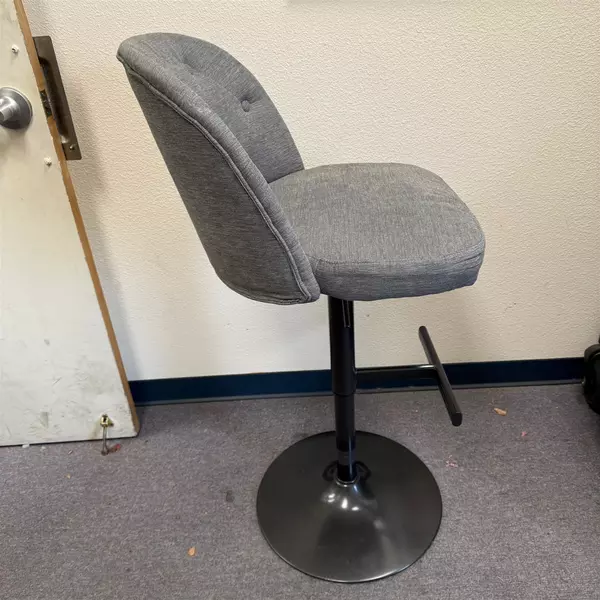 Set of 3 Adjustable Gray Upholstered Swivel Bar Stools