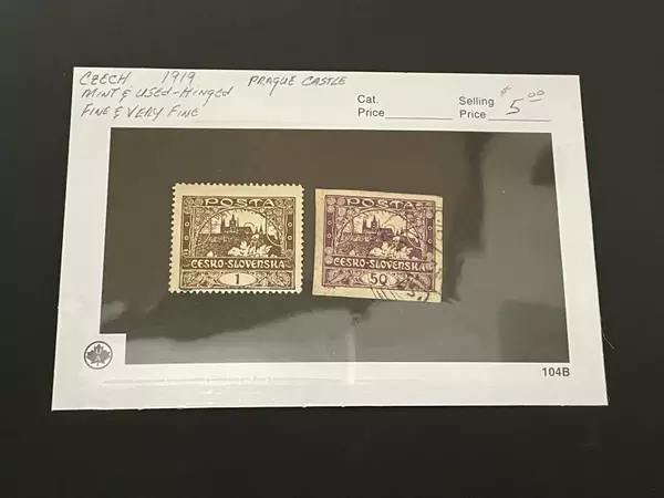 Lot of 2 Used 1919 Czech Postage Stamp Very Fine Prague Castle