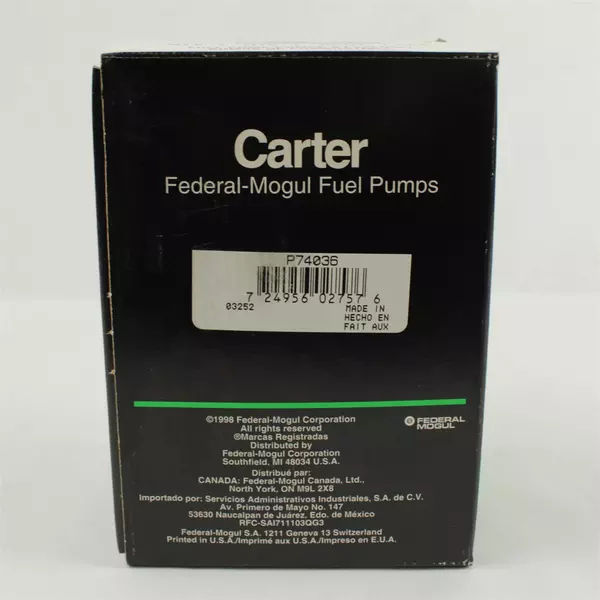 Carter Federal Mogul Fuel Pump Mechanical Fuel M60281 New with Gasket