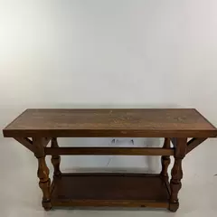 Vintage Bassett Solid Wood Jacobean Revival Console Table Water Damaged