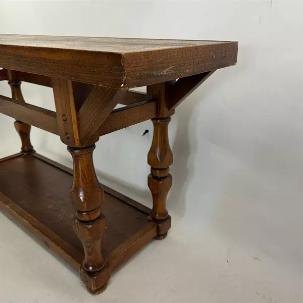 Vintage Bassett Solid Wood Jacobean Revival Console Table Water Damaged