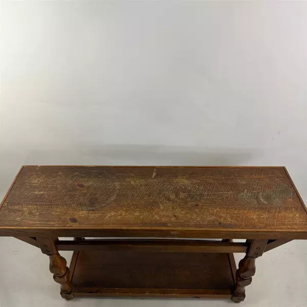 Vintage Bassett Solid Wood Jacobean Revival Console Table Water Damaged