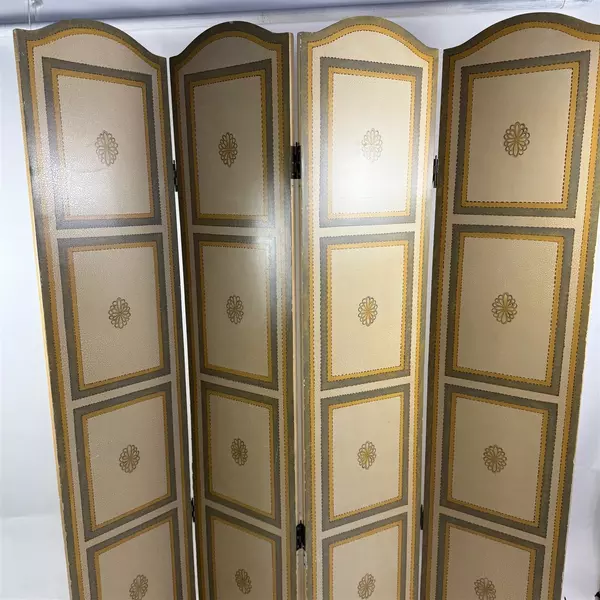 Vintage Hand Painted 4 Panel Wall Divider Screen 64"