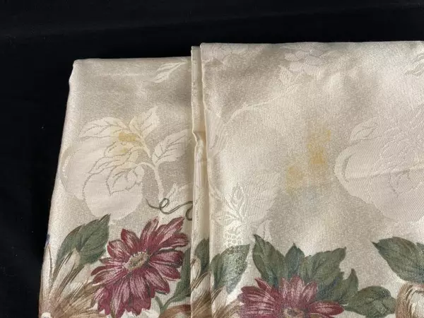 Fall Floral Rectangular Tablecloth by Fashion Industries Beige and Green