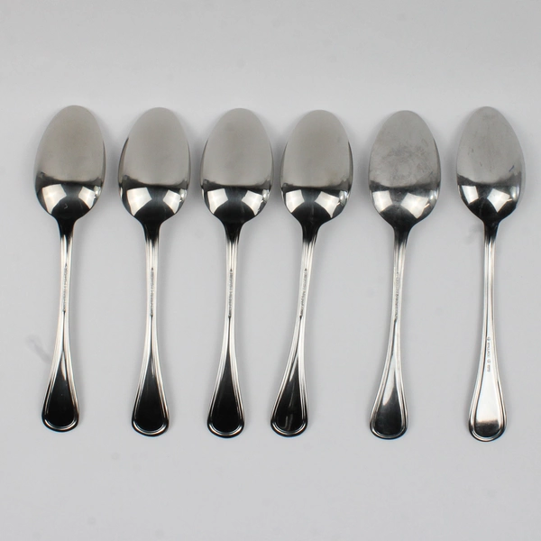 Lot Of 6 Wallace Silver Royal Thread (Stainless) Flatware Oval Soup Spoons 8.25"