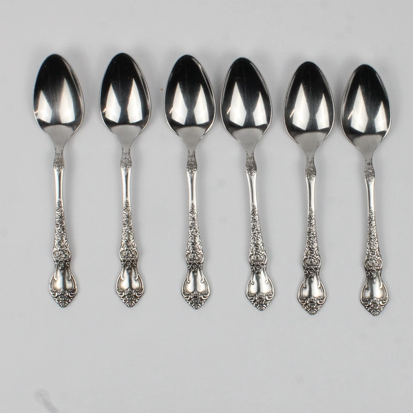 Set of 6 International Silver La France Pattern Teaspoons Stainless 6.25 Inches