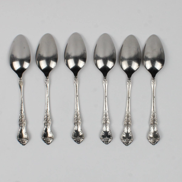 Set of 6 International Silver La France Pattern Teaspoons Stainless 6.25 Inches