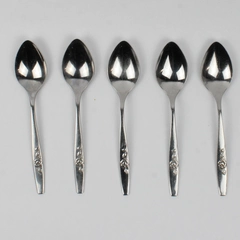 Lot Of 5 Oneida Silver Our Rose (Stainless) Flatware Teaspoons 6" Long