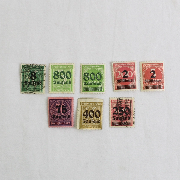 Lot of 8 Germany Deutsches Reich Hyperinflation Tausend Stamps Used 1920s