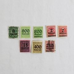 Lot of 8 Germany Deutsches Reich Hyperinflation Tausend Stamps Used 1920s