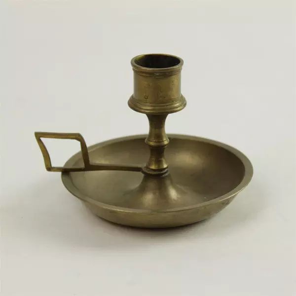 Used Vintage Brass Finger Loop Chamberstick Candlestick Holder