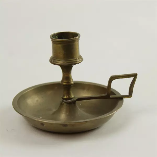 Used Vintage Brass Finger Loop Chamberstick Candlestick Holder