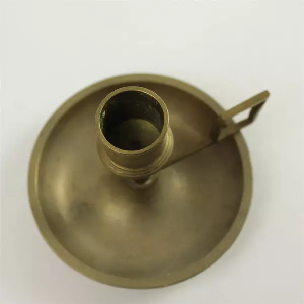 Used Vintage Brass Finger Loop Chamberstick Candlestick Holder
