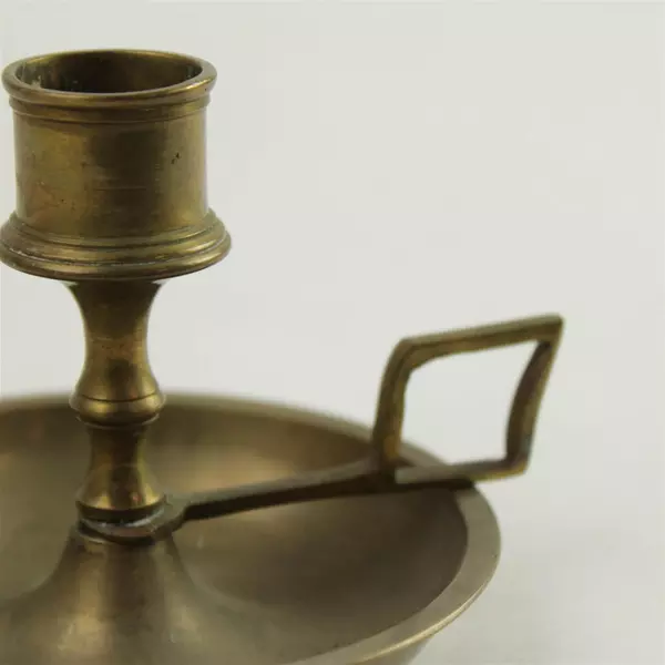 Used Vintage Brass Finger Loop Chamberstick Candlestick Holder