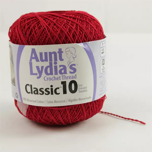 Aunt Lydia's Classic Crochet Cotton Thread Size 10 Victory Red New