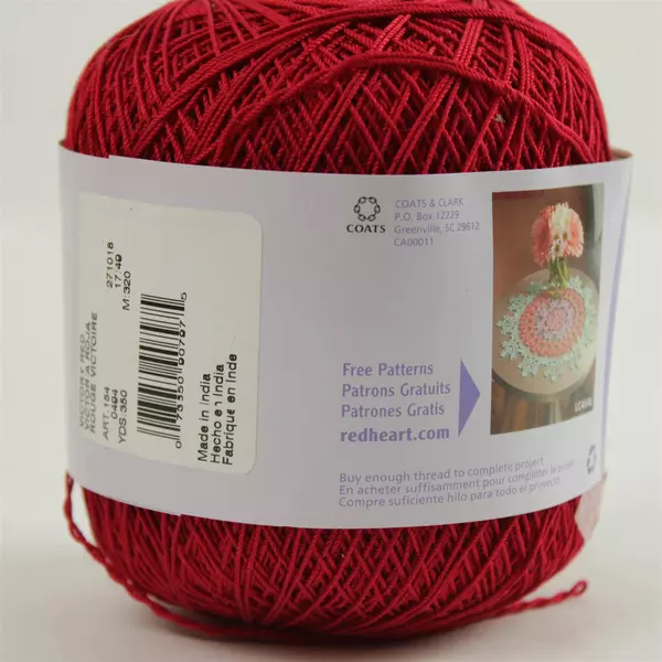 Aunt Lydia's Classic Crochet Cotton Thread Size 10 Victory Red New