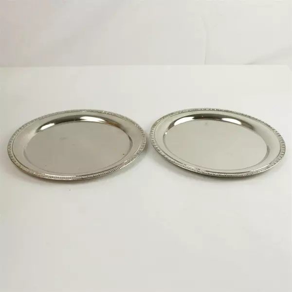 Set of 2 Silver Plated Serving Trays 10in Round