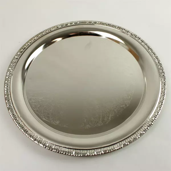 Set of 2 Silver Plated Serving Trays 10in Round
