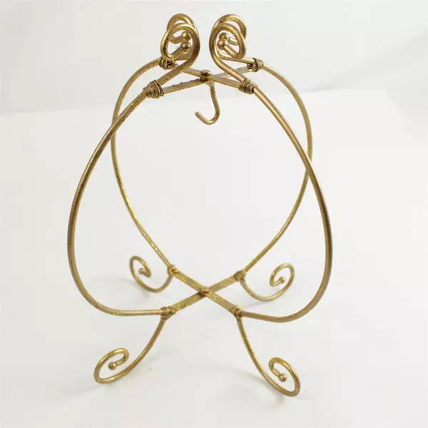Pier 1 Imports Gold Tone Foldable Metal Ornament Display Holder 9.5"