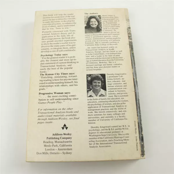 Born to Win James & Jongeward 1973 Paperback Gestalt #2 Good