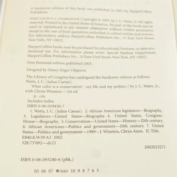 What Color Is a Conservative? My Life & My Politics - J.C. Watts Jr. 2003
