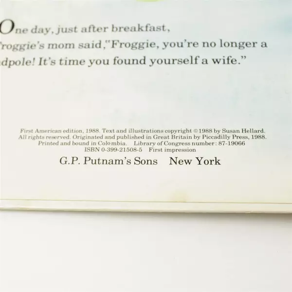 Froggie Goes A-Courting Susan Hellard 1988 Hardcover Lift-Flap 1st Ed