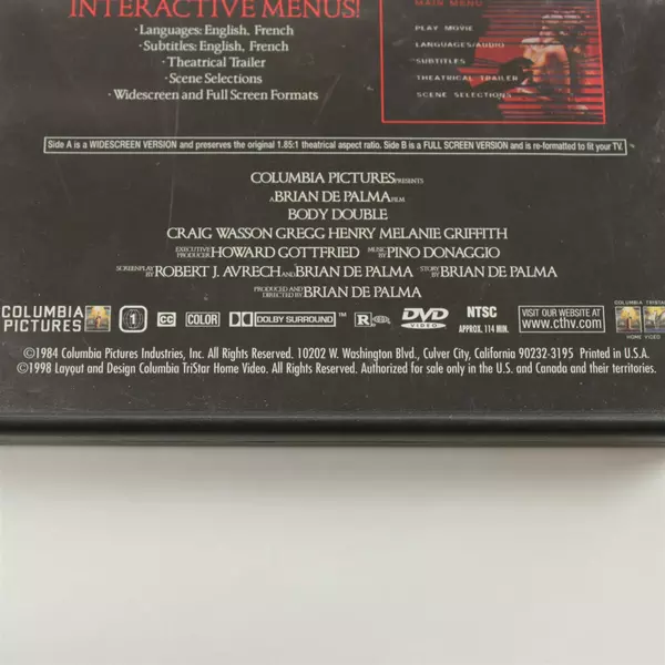 Body Double (1984) DVD R Rated Columbia Pictures - Used Good