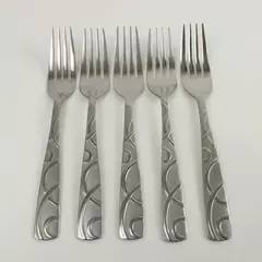 Set of 5 Cambridge Conquest Stainless Salad Forks Mid-Century Vintage