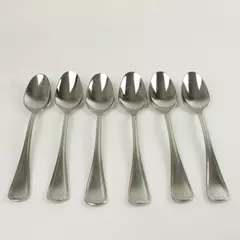 Set of 6 Oneida Flambe Stainless Oval Soup Spoons 7.5in