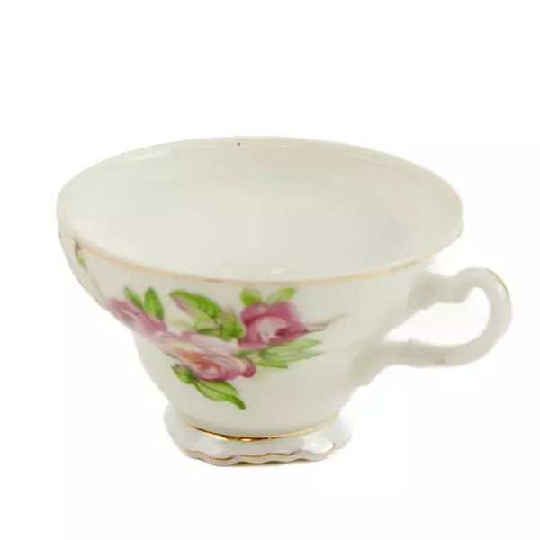 Vintage Lefton China Teacup Handpainted Pink Rose Gold Trim No Saucer