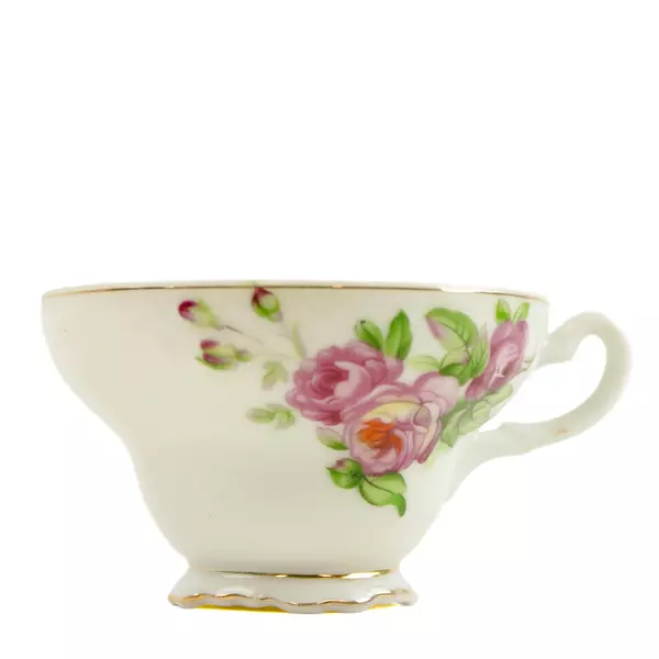 Vintage Lefton China Teacup Handpainted Pink Rose Gold Trim No Saucer