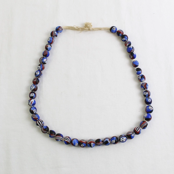 Vintage Millefiori Ghost Face Glass Beaded Necklace 12" FLAWED