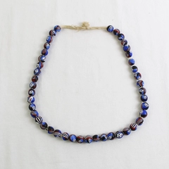 Vintage Millefiori Ghost Face Glass Beaded Necklace 12" FLAWED