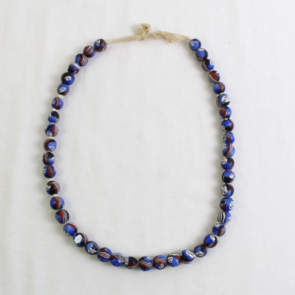 Vintage Millefiori Ghost Face Glass Beaded Necklace 12" FLAWED